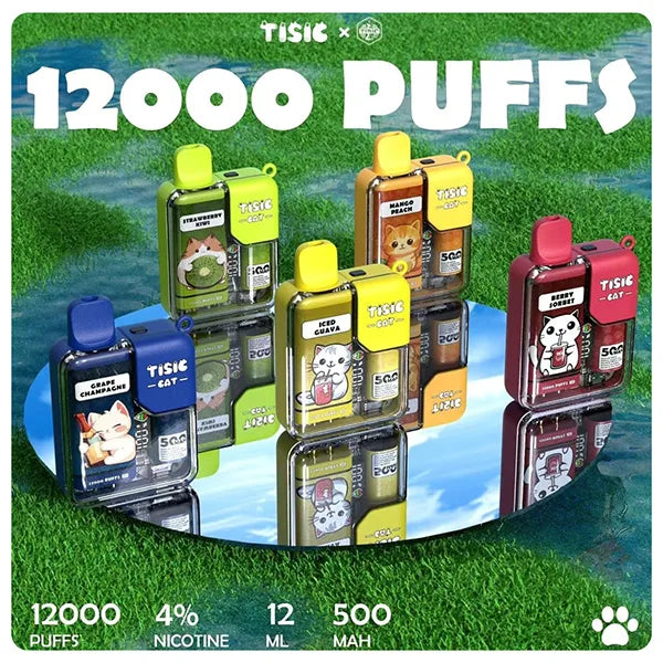 TISIC貓咪一次性電子煙12000口 功率可調整 4%濃度 -台灣現貨