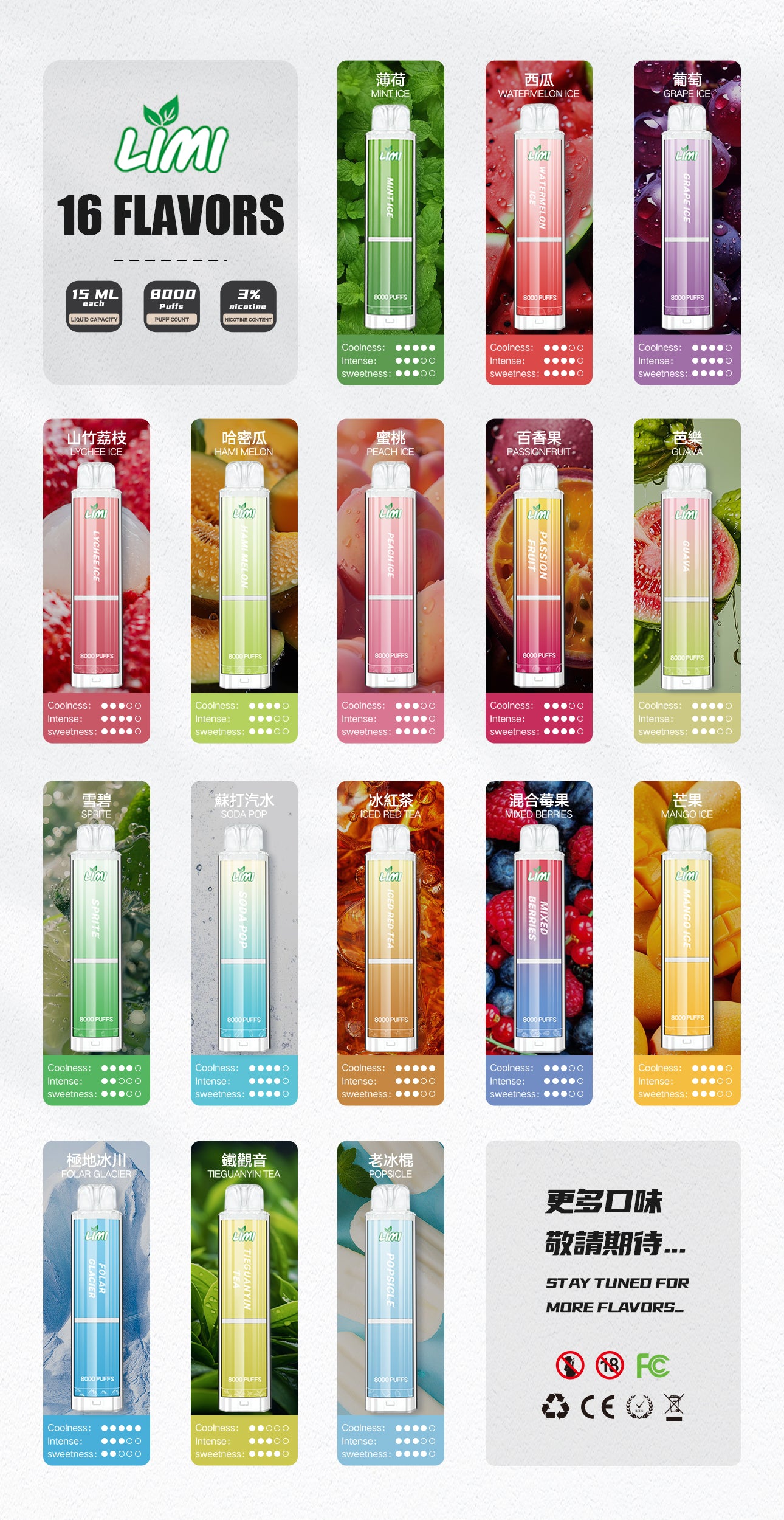 LIMI 發光拋棄式8000口 LIMI一次性電子煙 — 點亮生活中的每一刻 壹灣現貨